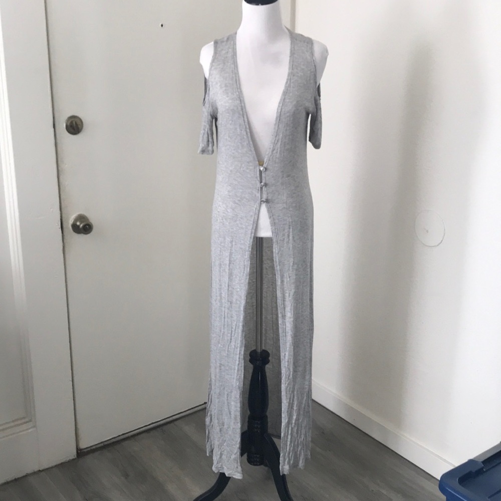 ☠️SOLD☠️ Grey open shoulder duster vest